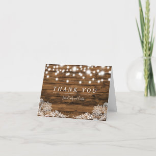 String Lights Wood and Lace Danke Karte