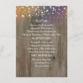 String Lights Wood Rustic Wedding Information Begleitkarte