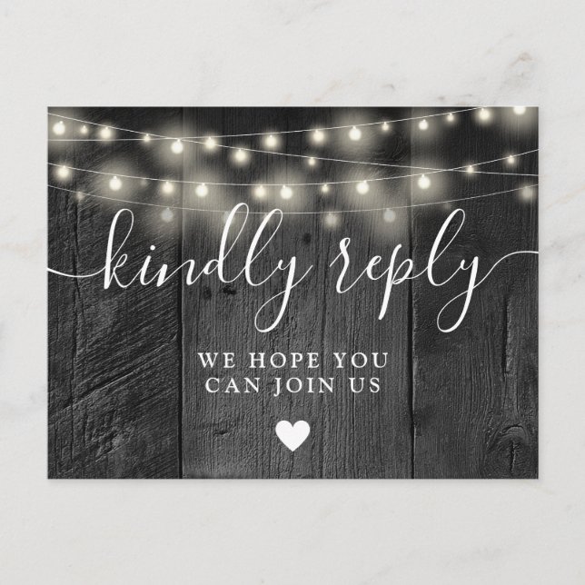 String Lights Wood Song Request UAWG Postcard Einladungspostkarte (Vorderseite)