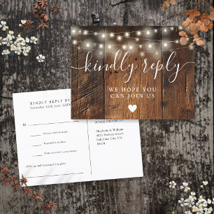 String Lights Wood Song Request UAWG Postcard Einladungspostkarte