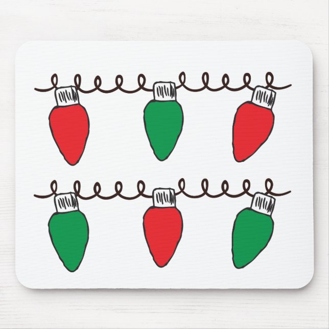 String Lights Zeichnend Weihnachts-Glühbirne Zeich Mousepad (Vorne)