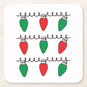 String Lights Zeichnend Weihnachts-Glühbirne Zeich Rechteckiger Pappuntersetzer