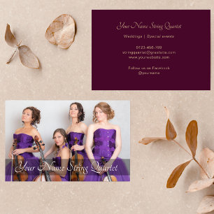 String Quartet Foto Template Musician Burgundy Visitenkarte