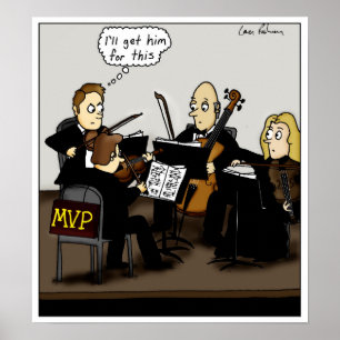 String Quartet MVP Classic Music Cartoon Poster