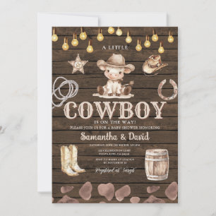 Stringlight Cowboy ist auf dem Weg Baby Shower Einladung