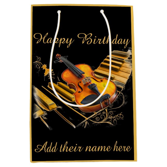 Strings & Keys, Happy Birthday_ Mittlere Geschenktüte (Vorderseite)