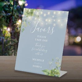 Strings Lights Grüne Botanische Dusty Blue Favors Sockelschild