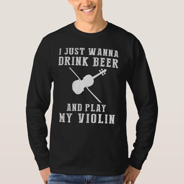 Strings & Sips: Bier, Violine und endlose Freude A T-Shirt (Vorderseite)