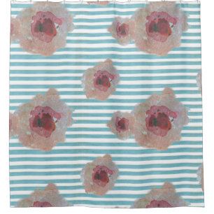 Strip Boho Chic Floral Muster Duschvorhang