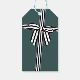 Strip Bow Gift Tag Grün Geschenkanhänger