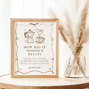 Strip Coffee Baby Dusche Bauchschild Poster