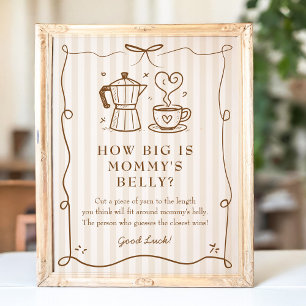Strip Coffee Baby Dusche Bauchschild Poster