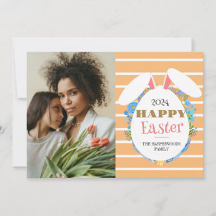 Strip Floral Einfaches modernes Osterfamilien-Foto Feiertagskarte