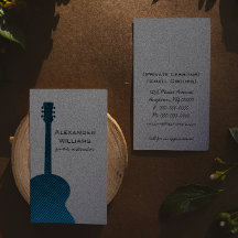 Strip Guitar Music Business Card, blau