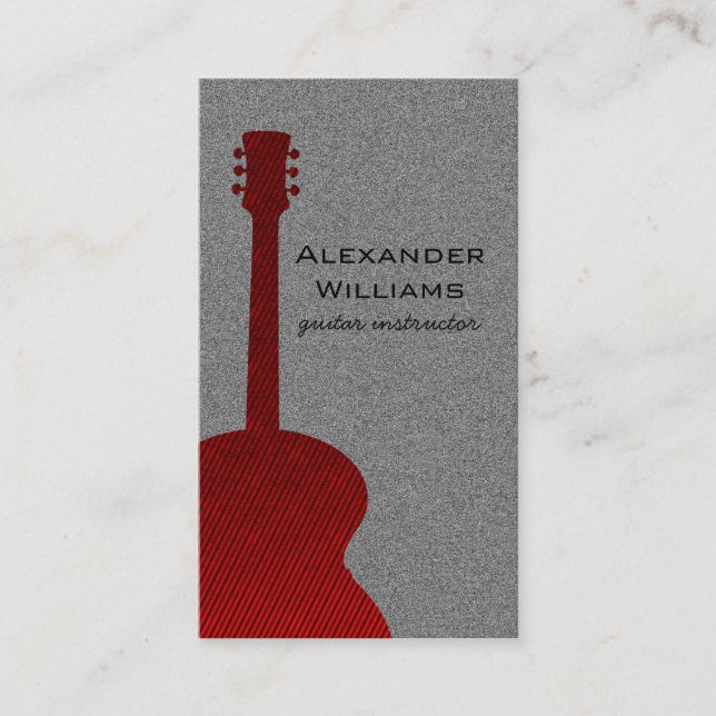 Strip Guitar Music Business Card, Red Visitenkarte (Vorderseite)