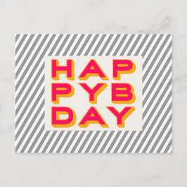 Strip Happy Bday Typografy Postcard Postkarte