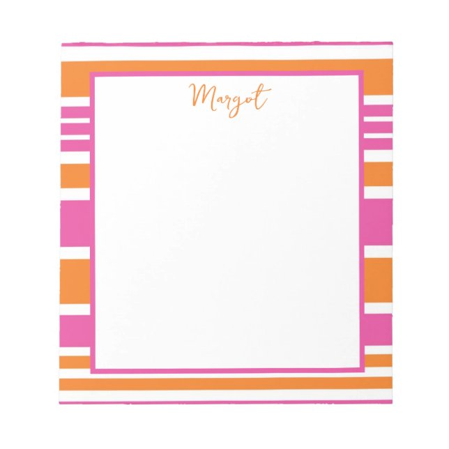 Strip Pink und Orange Notepad Notizblock (Vorderseite)