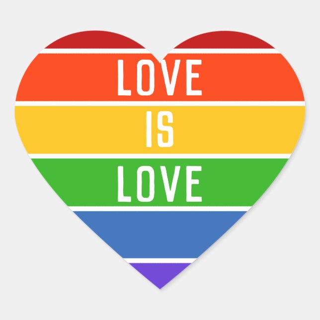 Strip Rainbow Weiße Liebe ist Liebe Herz-Aufkleber (Vorderseite)