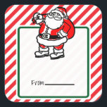 Strip Red Christmas Holiday Geschenk Exchange Part Quadratischer Aufkleber<br><div class="desc">Matching-Elemente verfügbar.</div>