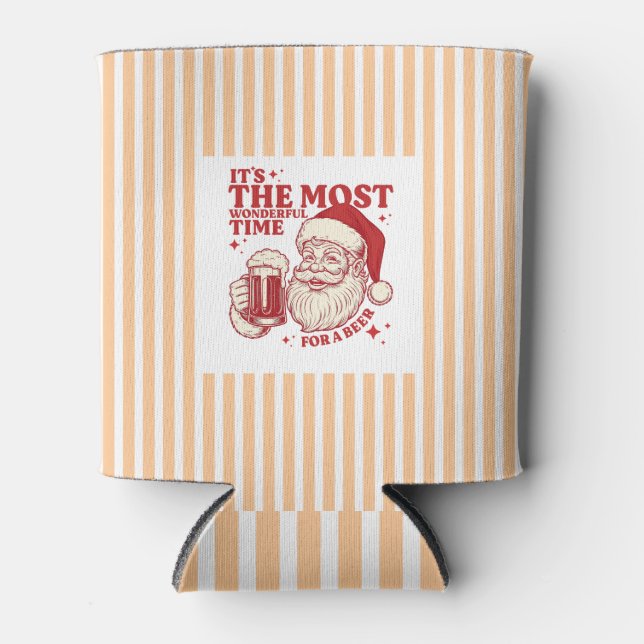 Strip Retro Santa Wunderbare Zeit für ein Bier Dosenkühler (Vorderseite)