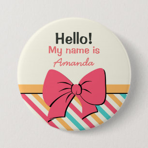Strip Ribbon and Bows Hallo Mein Name ist Button
