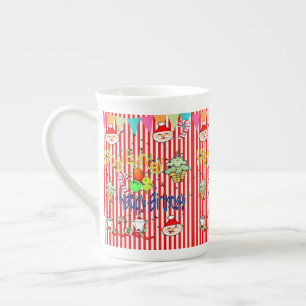 Stripe Alles Gute zum Geburtstag Frohe Weihnachten Prozellantasse