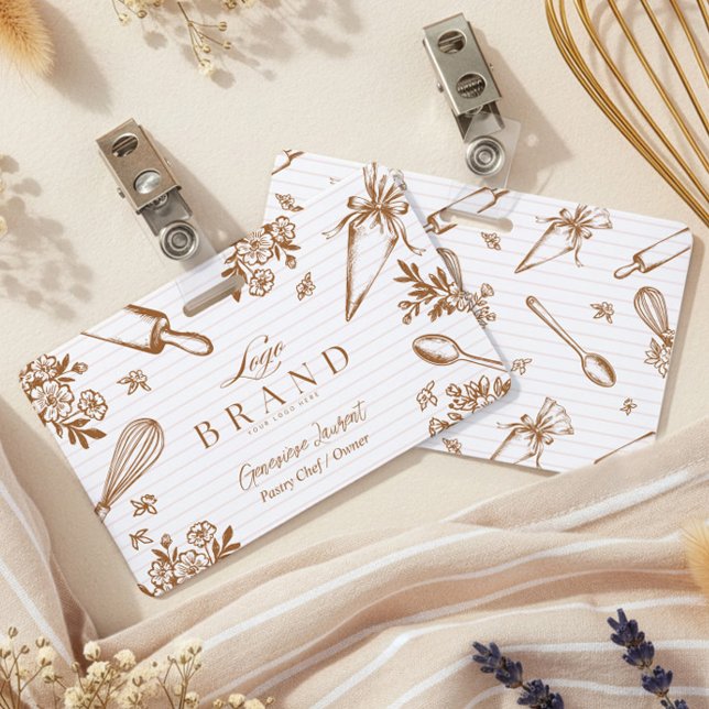 Stripe Baking Utensil Pastry Cake Bakery Shop Logo Ausweis (Stripe Baking Utensil Pastry Cake Bakery Shop Logo Badge)