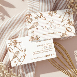 Stripe Baking Utensil Pastry Cake Bakery Shop Logo Visitenkarte