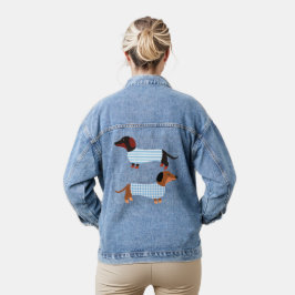 Stripe Blue Niedliche Dackel Pet Lovers Jeansjacke