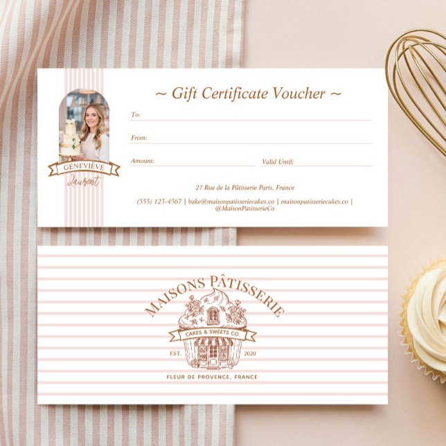 Stripe Blumen Cupcake Bäckerei Geschenkgutschein (Stripe Floral Cupcake Bakery Shop Gift Certificate)