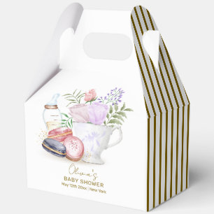 Stripe Bonjour Floral Macarons Tea Baby Dusche Geschenkschachtel