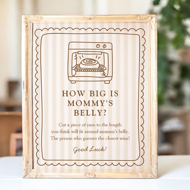 Stripe Bun in the Oven Baby Shower Belly Sign Poster (Von Creator hochgeladen)