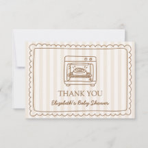 Stripe Bun in the Oven Baby Shower Thank you Card