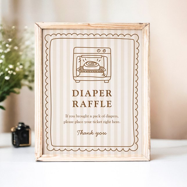 Stripe Bun in the Oven Shower Diaper Raffle Game Poster (Von Creator hochgeladen)