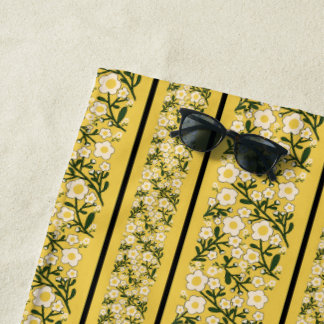 Stripe Dainty Blume Lemon Gelber Hintergrund Strandtuch
