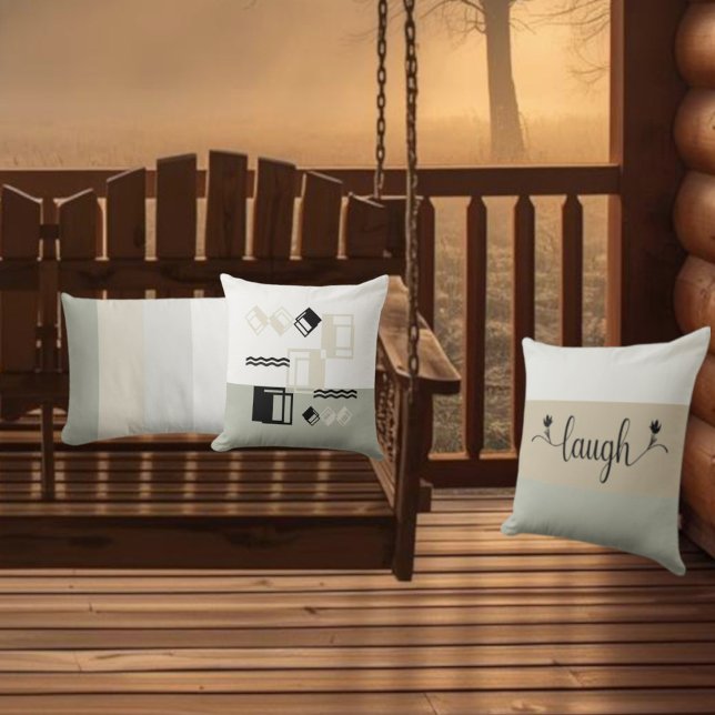 Stripe Earth Tones "Laugh" dekorative Drehkissen Kissen (Von Creator hochgeladen)