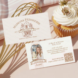 Stripe Floral Cupcake Bakery Cake Designer Shop Visitenkarte