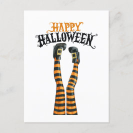 Stripe Hexe Leg Strumpf Happy Halloween Feiertagspostkarte