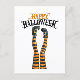 Stripe Hexe Leg Strumpf Happy Halloween Feiertagspostkarte