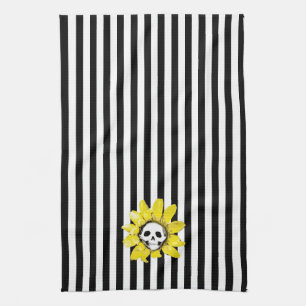 STRIPE JEDE FARBE! Skull Sunflower Teetuch Geschirrtuch