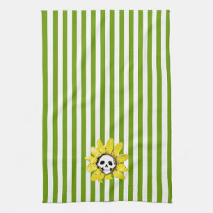 STRIPE JEDE FARBE! Skull Sunflower Teetuch Küchentuch