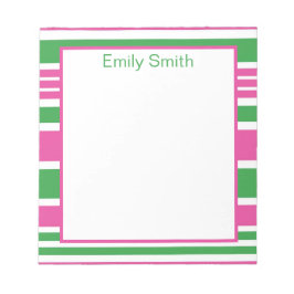 Stripe Kelly Green und Pink Notepad Notizblock