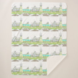 Stripe Lighthouse Sherpa Blanket Sherpadecke
