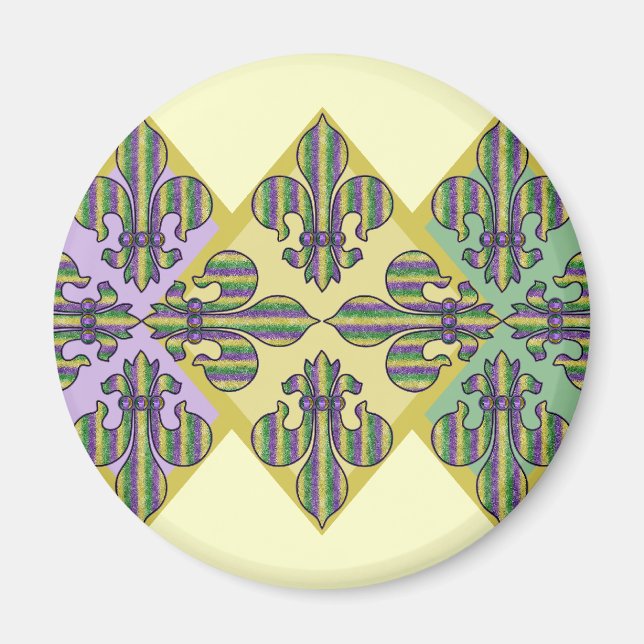 Stripe Mardi Gras Lilie Magnet (Vorne)