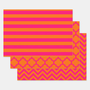 Stripe Marokkanischer Chevron DIY Farben Orange Hi Geschenkpapier Set
