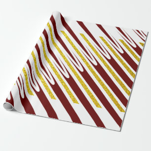 Stripe Pattern Gold Glitzer Dunkelrotes Burgund Co Geschenkpapier