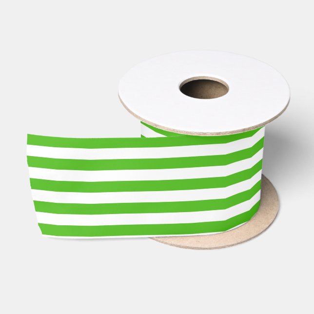 Stripe Pattern Kelly Green Satinband (Spule)