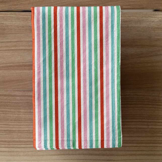 Stripe Pattern Modern Colorful Christmas Cheer Handtuch (Von Creator hochgeladen)