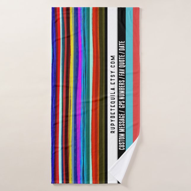 Stripe Retrolinien Horizontal handbemalt DIY Badehandtuch (Badehandtuch)