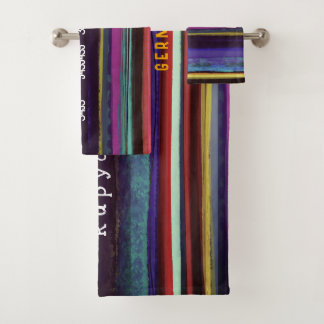 Stripe Retrolinien Horizontal handbemalt DIY Badhandtuch Set